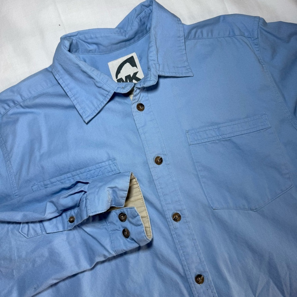 Mountain Khaki Blue Shirt Medium Men’s Long Sleeve Button Down Outdoor Hiking